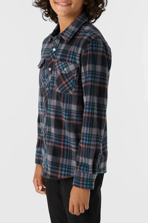 BOY039S GLACIER PLAID HIGH PILE SUPERFLEECE SHIRT Black Kids O039NEILL Boy039S Clothing