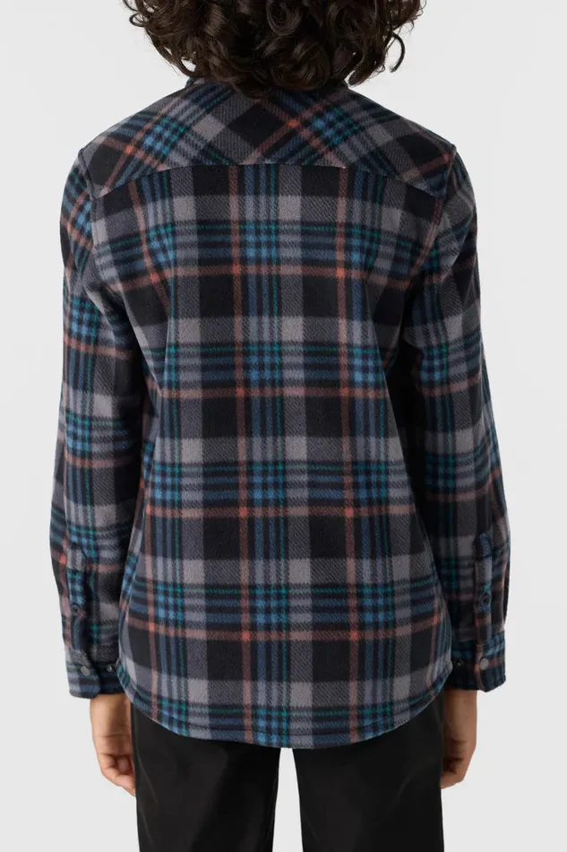 BOY039S GLACIER PLAID HIGH PILE SUPERFLEECE SHIRT Black Kids O039NEILL Boy039S Clothing
