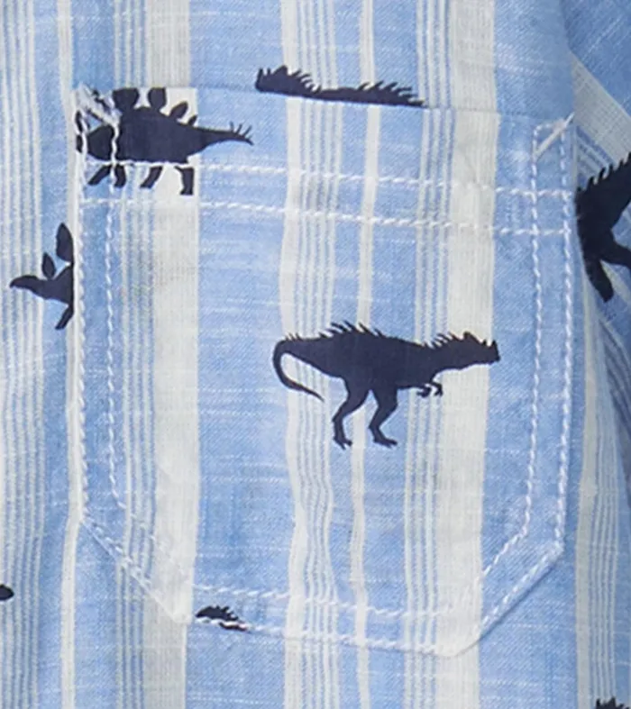 Boys Dino Stripes Button Down Shirt Hatley
