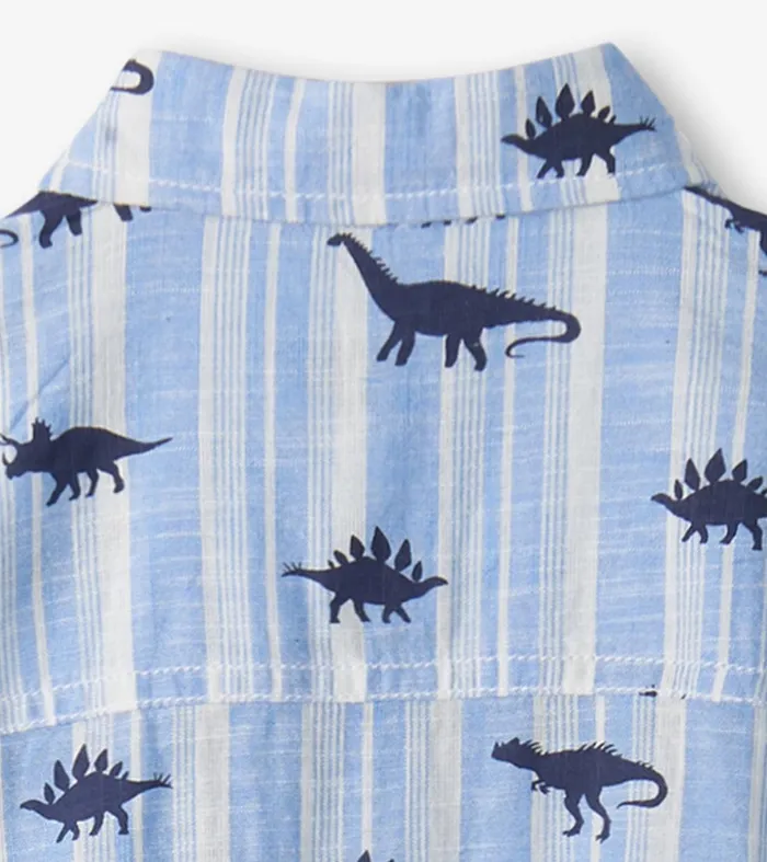 Boys Dino Stripes Button Down Shirt Hatley