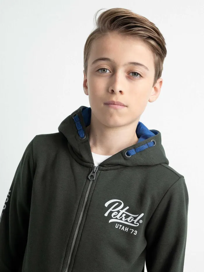 Boys Knits and Sweats Petrol Industries Zipped Hoodie Forest Night