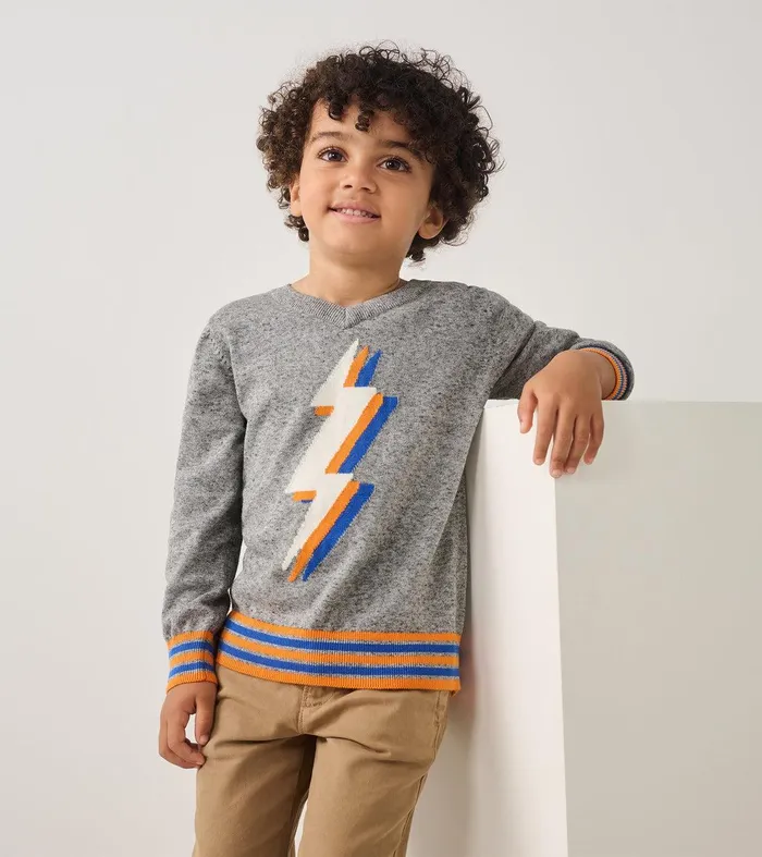 Boys Lightning Bolt VNeck Sweater Hatley