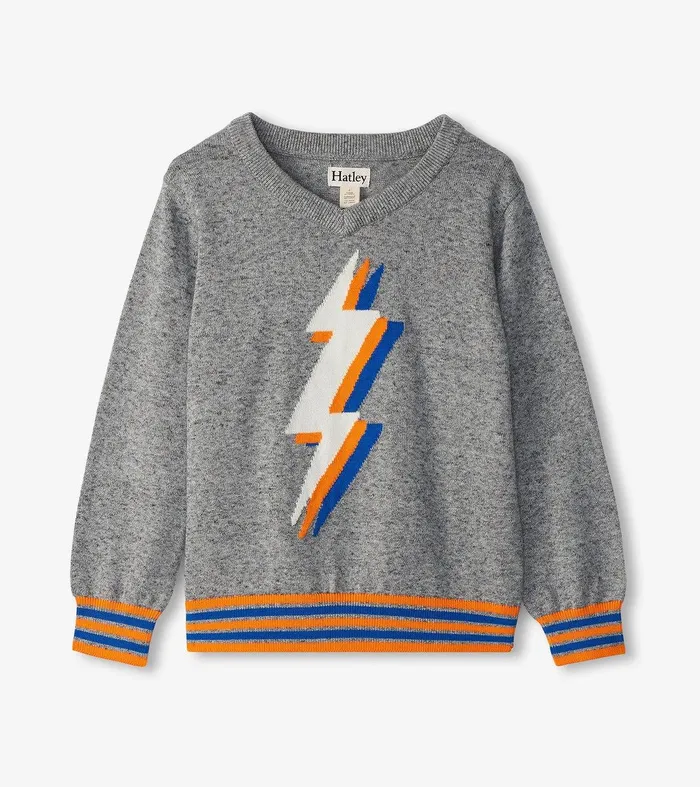 Boys Lightning Bolt VNeck Sweater Hatley
