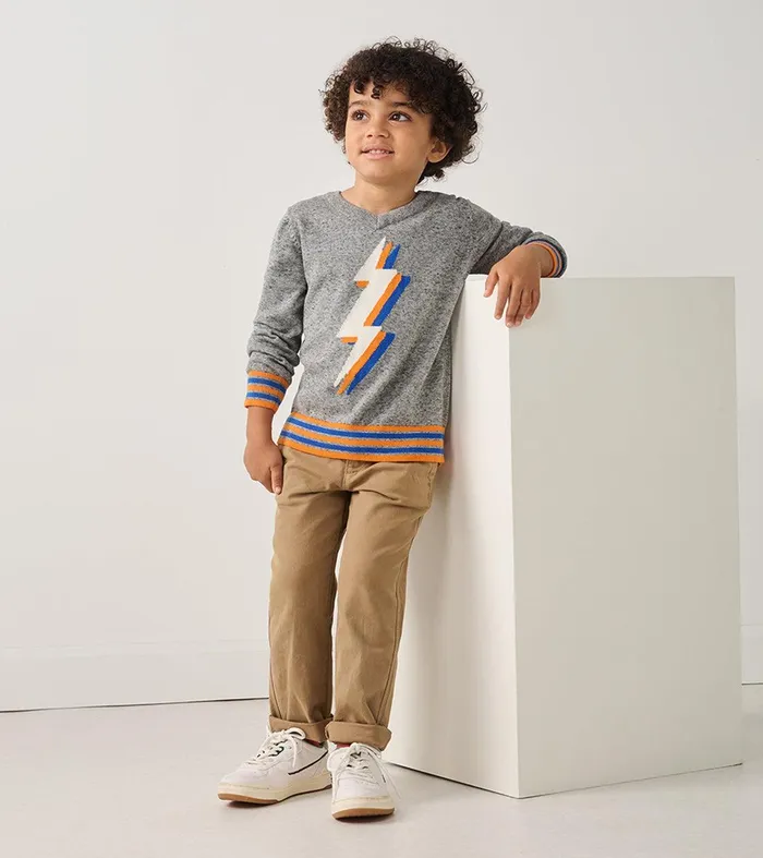 Boys Lightning Bolt VNeck Sweater Hatley