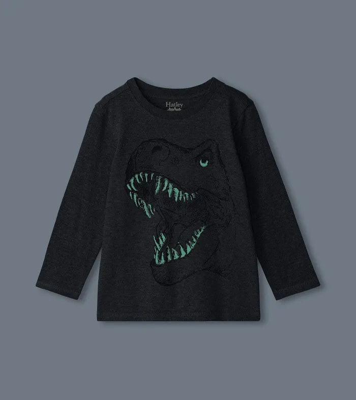 Boys TRex Glow In The Dark Long Sleeve TShirt Hatley