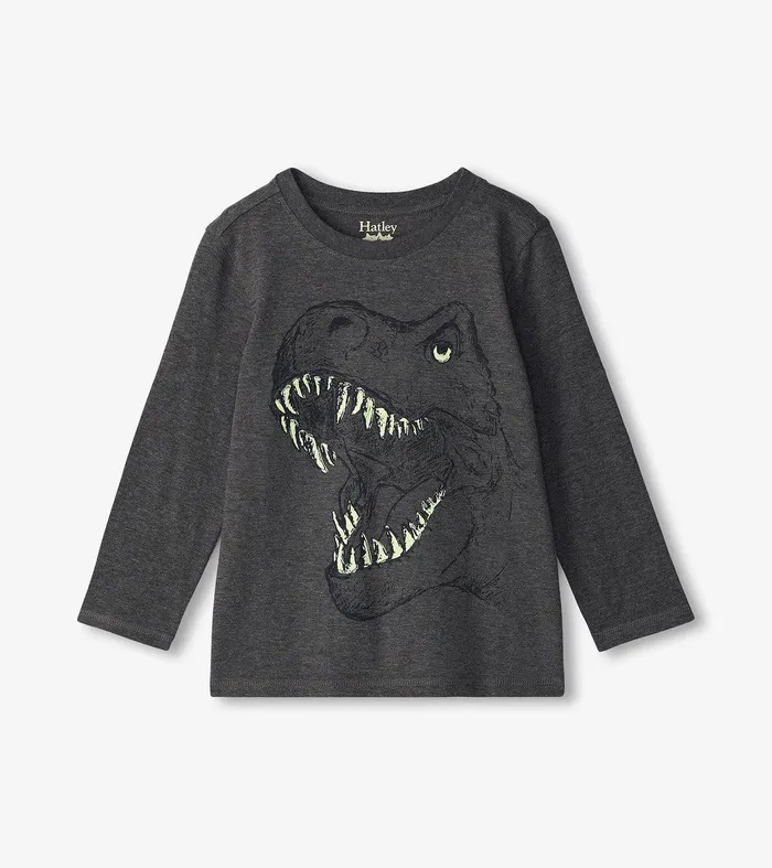 Boys TRex Glow In The Dark Long Sleeve TShirt Hatley