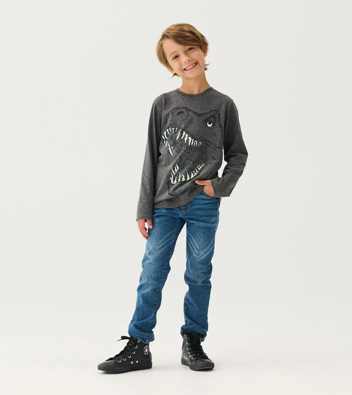 Boys TRex Glow In The Dark Long Sleeve TShirt Hatley