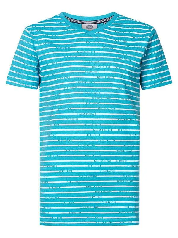 Boys TShirts Petrol Industries Striped VNeck TShirt Ranking Green