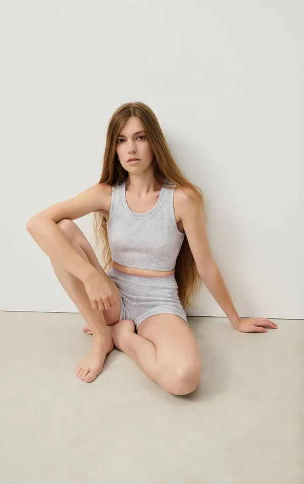 Bra Evona Melange Light Grey Women American Vintage Loungewear Bra Evona Melange Light Grey Women American Vintage Loungewear