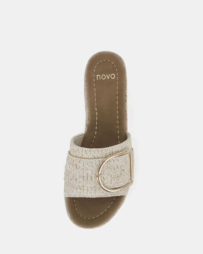 BRAVE METALLIC RAFFIA Women Slides NOVO Shoes