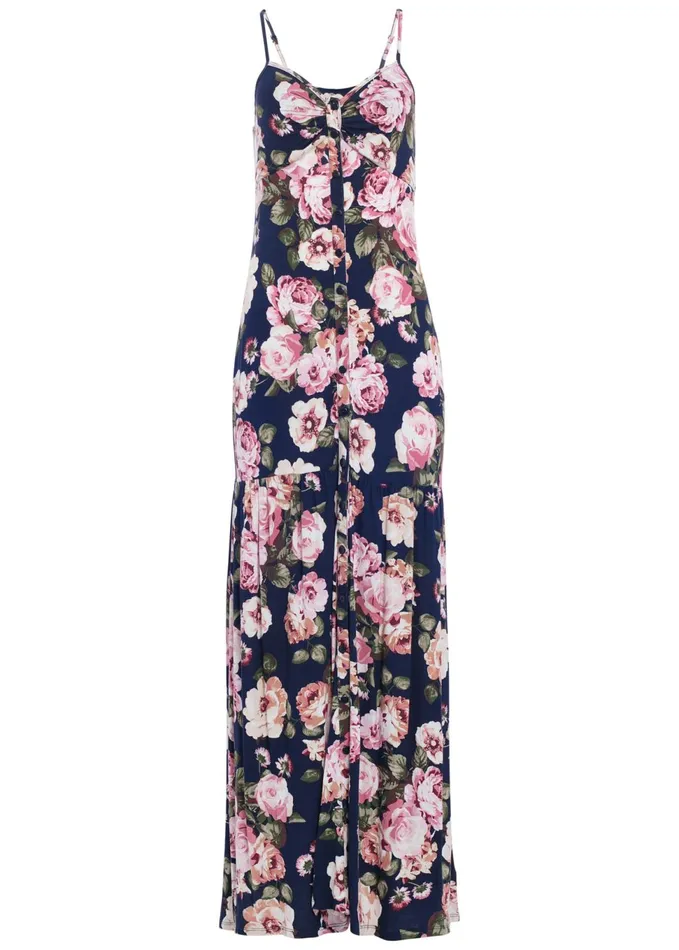 ButtonFront Maxi Dress Navy Multi Women VENUS Sundresses