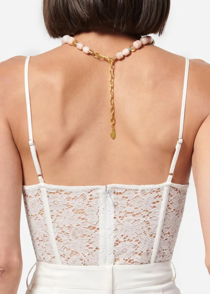 CAMI NYC Bodysuits Women Jora Matte Lace Bodysuit White