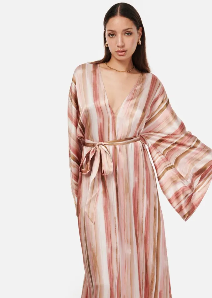 CAMI NYC Dresses Women Xanthe Kaftan Dress Painterly Stripe