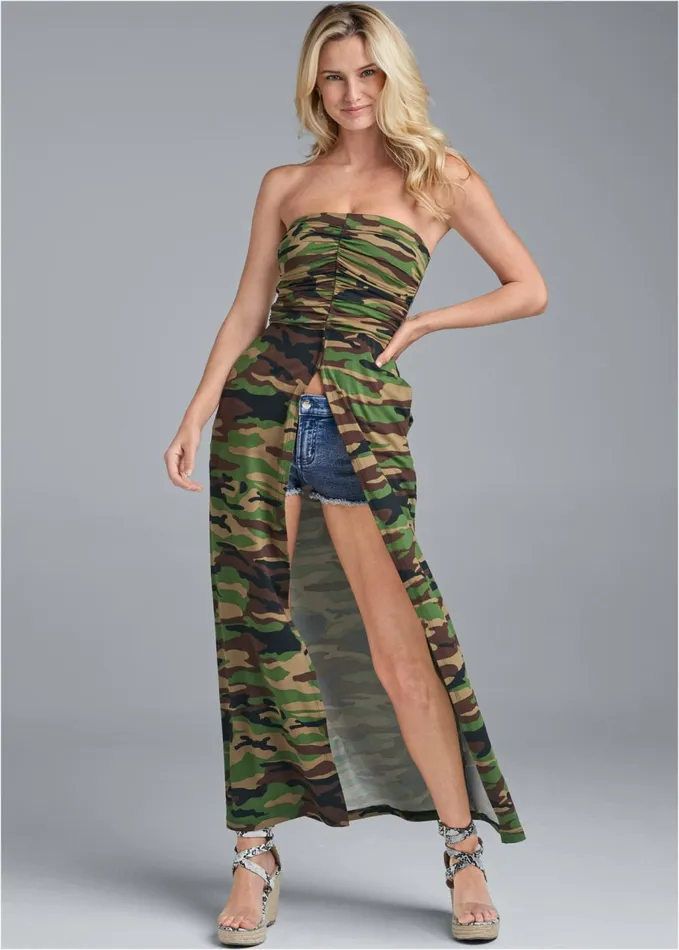 CAMO MAXI TOP Olive Multi Women VENUS Casual Tops