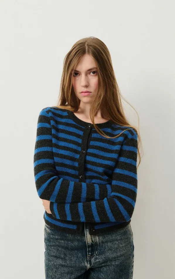 Cardigan Raxow Olympiad Striped Charcoal Melange Women American Vintage Jumpers and Cardigans Cardigan Raxow Olympiad Striped Charcoal Melange Women American Vintage Jumpers and Cardigans