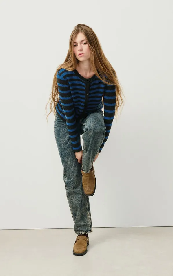 Cardigan Raxow Olympiad Striped Charcoal Melange Women American Vintage Jumpers and Cardigans Cardigan Raxow Olympiad Striped Charcoal Melange Women American Vintage Jumpers and Cardigans