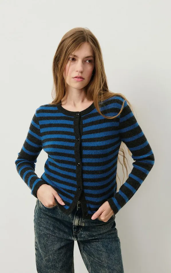 Cardigan Raxow Olympiad Striped Charcoal Melange Women American Vintage Jumpers and Cardigans Cardigan Raxow Olympiad Striped Charcoal Melange Women American Vintage Jumpers and Cardigans