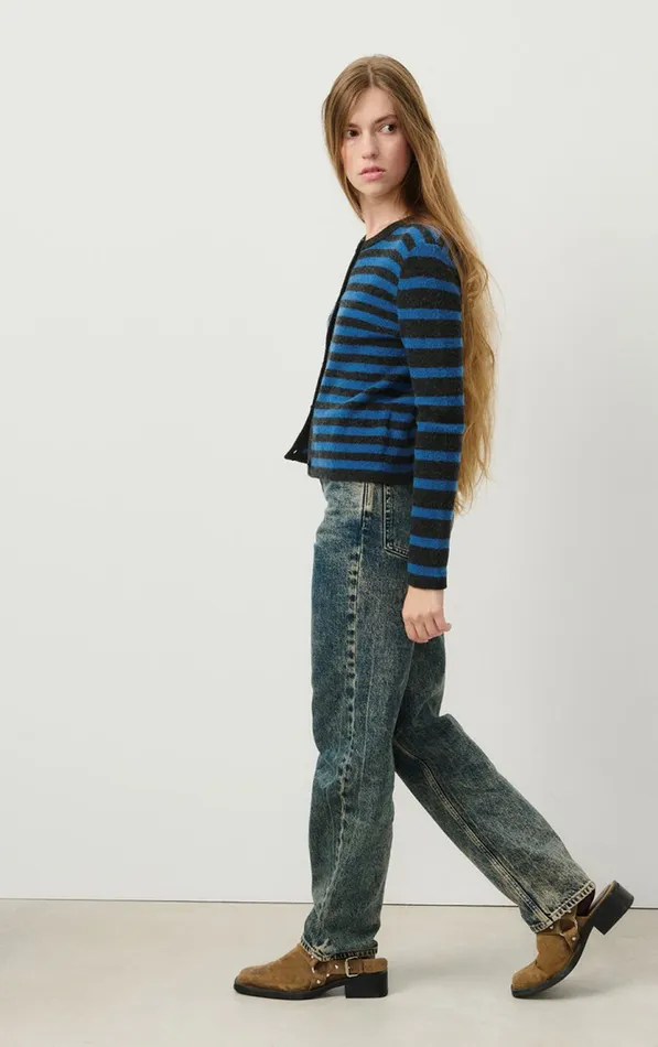 Cardigan Raxow Olympiad Striped Charcoal Melange Women American Vintage Jumpers and Cardigans Cardigan Raxow Olympiad Striped Charcoal Melange Women American Vintage Jumpers and Cardigans