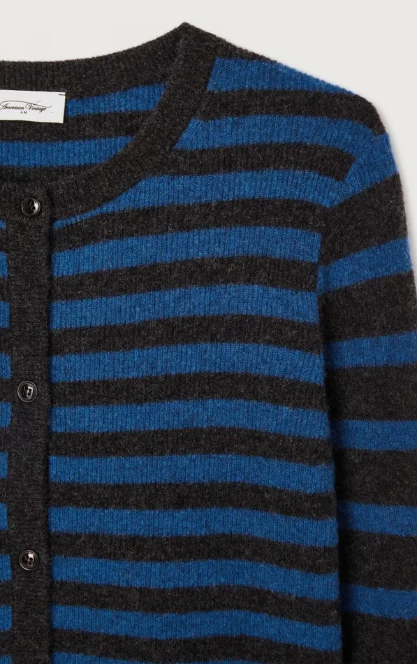 Cardigan Raxow Olympiad Striped Charcoal Melange Women American Vintage Jumpers and Cardigans Cardigan Raxow Olympiad Striped Charcoal Melange Women American Vintage Jumpers and Cardigans