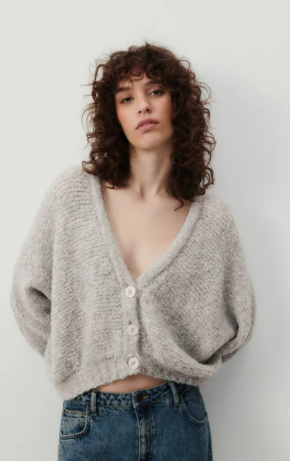 Cardigan Zolly Heather Grey Women American Vintage Jumpers and Cardigans