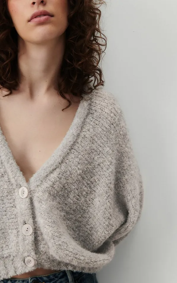 Cardigan Zolly Heather Grey Women American Vintage Jumpers and Cardigans