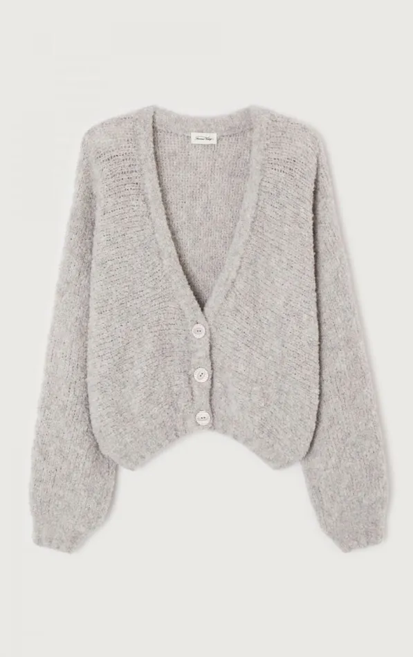 Cardigan Zolly Heather Grey Women American Vintage Jumpers and Cardigans