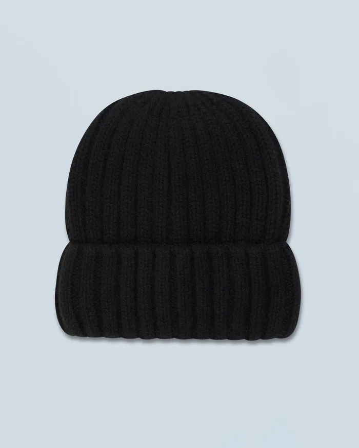 Cashmere Beanies From Future Beanie With Ribbed Lapel Black