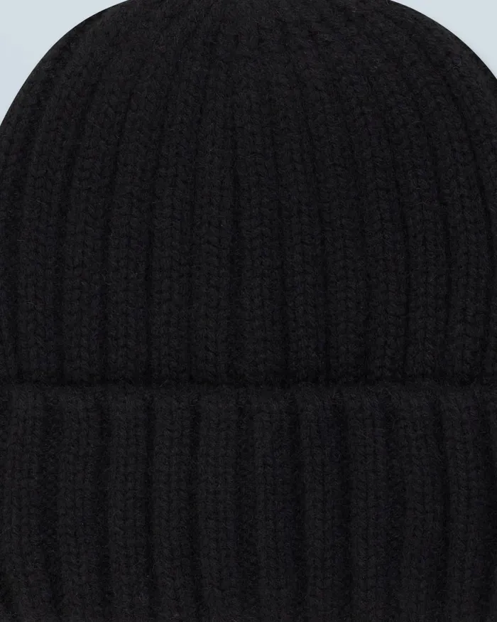 Cashmere Beanies From Future Beanie With Ribbed Lapel Black
