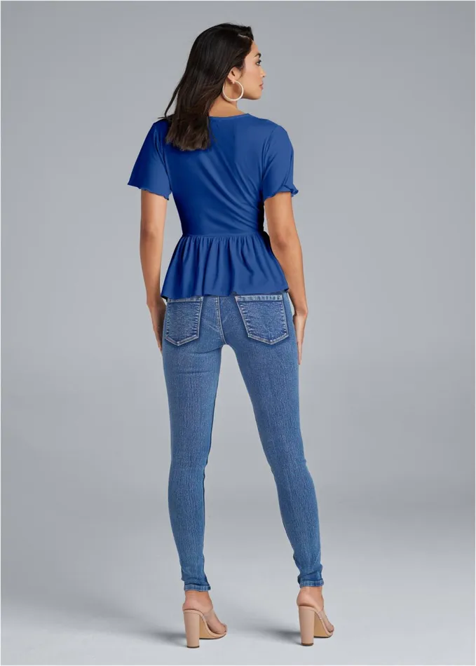 CASUAL WRAP TOP Blue Women VENUS Night Out Tops