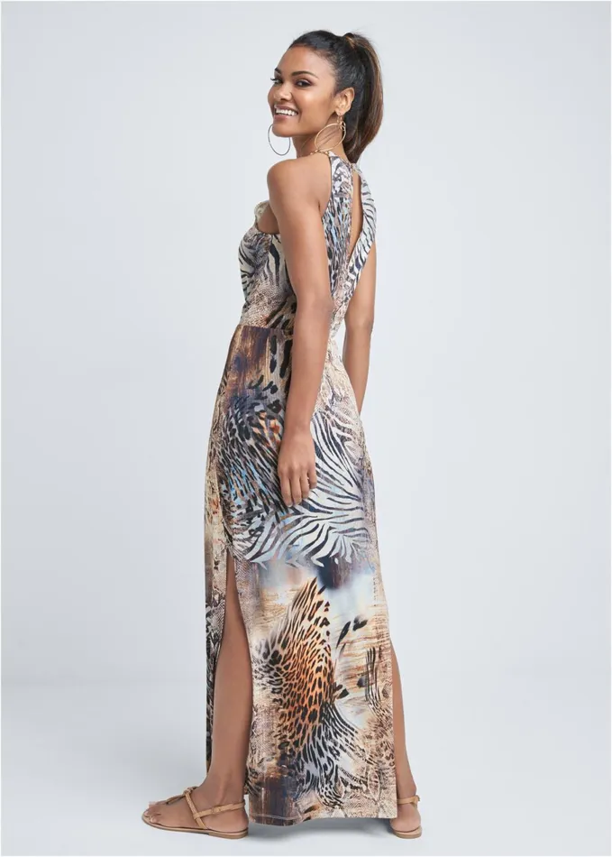 CHAIN STRAP MAXI DRESS Brown Multi Women VENUS Sundresses