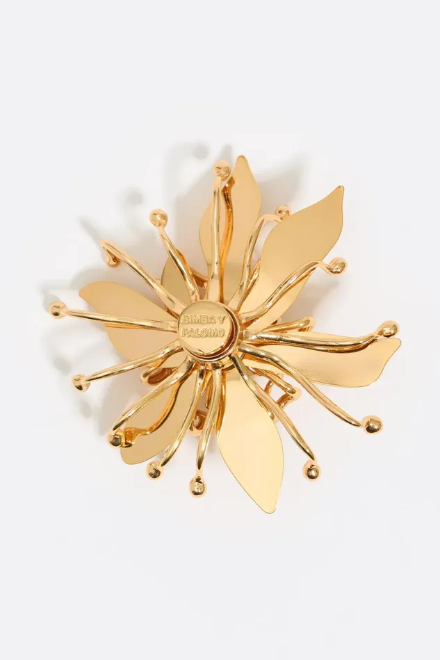Chrysanthemum Charm With Gold Metal Leaves Gold Women Bimba Y Lola Bag Charms Chrysanthemum Charm With Gold Metal Leaves Gold Women Bimba Y Lola Bag Charms