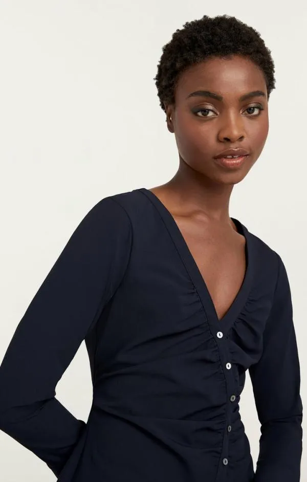 Cinq Sept Carmen Top Navy Women Long Sleeve Tops