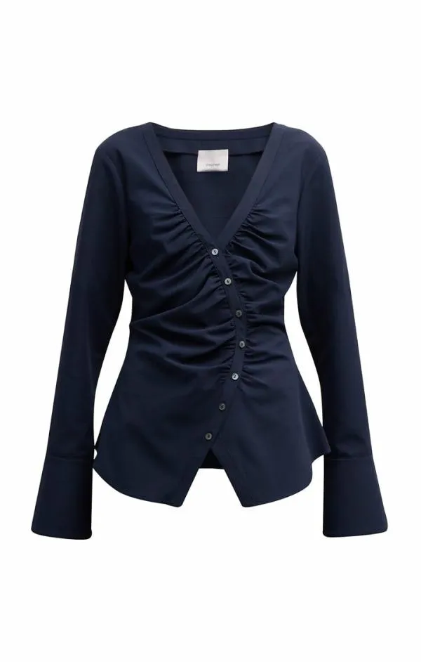 Cinq Sept Carmen Top Navy Women Long Sleeve Tops