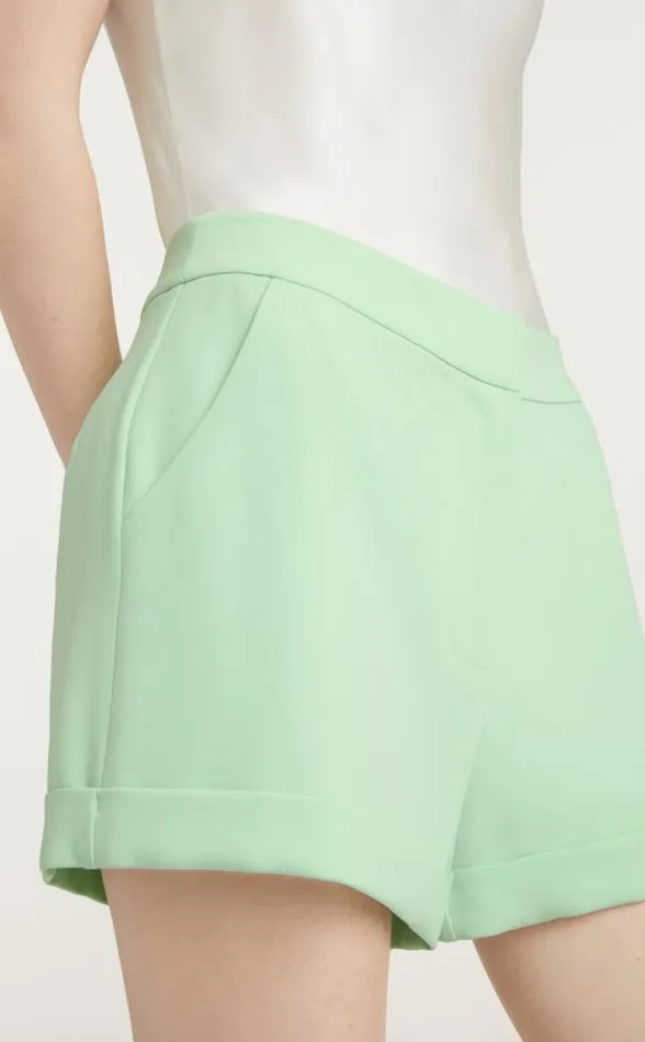 Cinq Sept Crepe Elaine Short Green Papaya Women Shorts