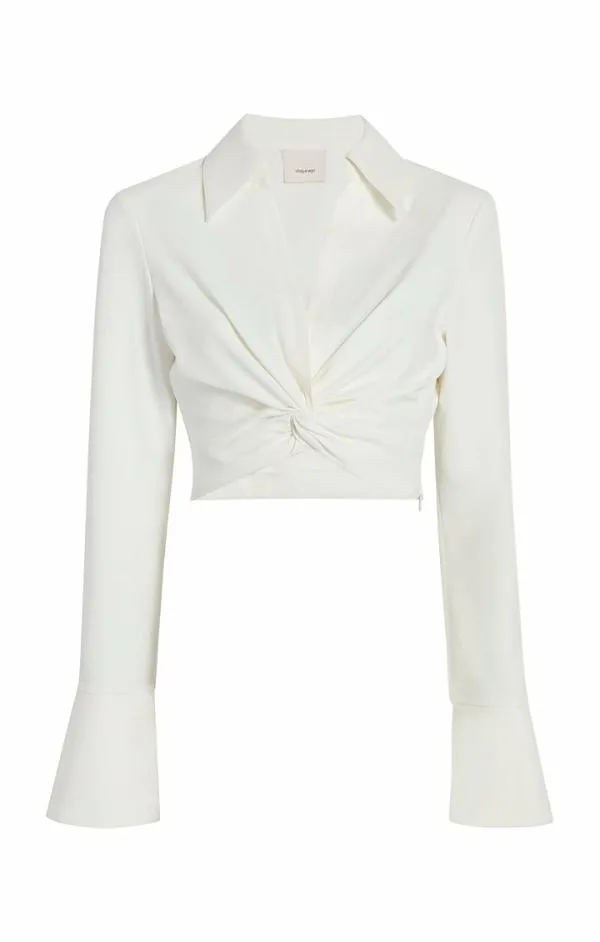 Cinq Sept Cropped Mckenna Top Ivory Women Long Sleeve Tops