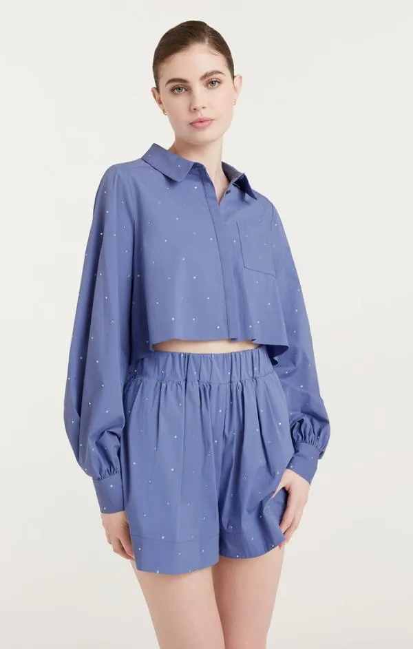 Cinq Sept Cropped Selina Top Soft Peri Women Long Sleeve Tops