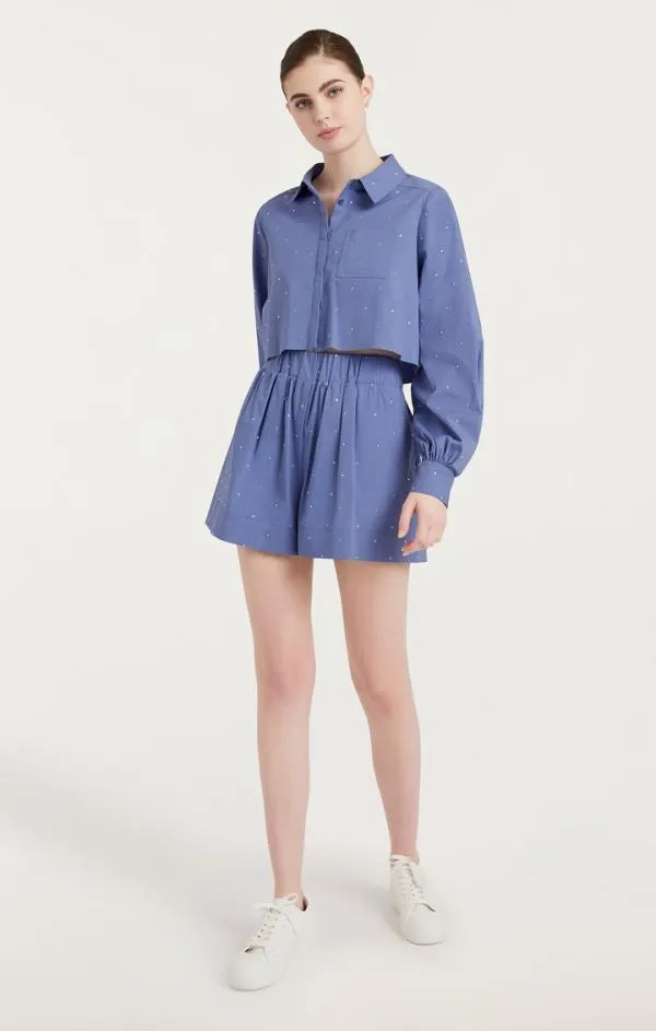 Cinq Sept Cropped Selina Top Soft Peri Women Long Sleeve Tops