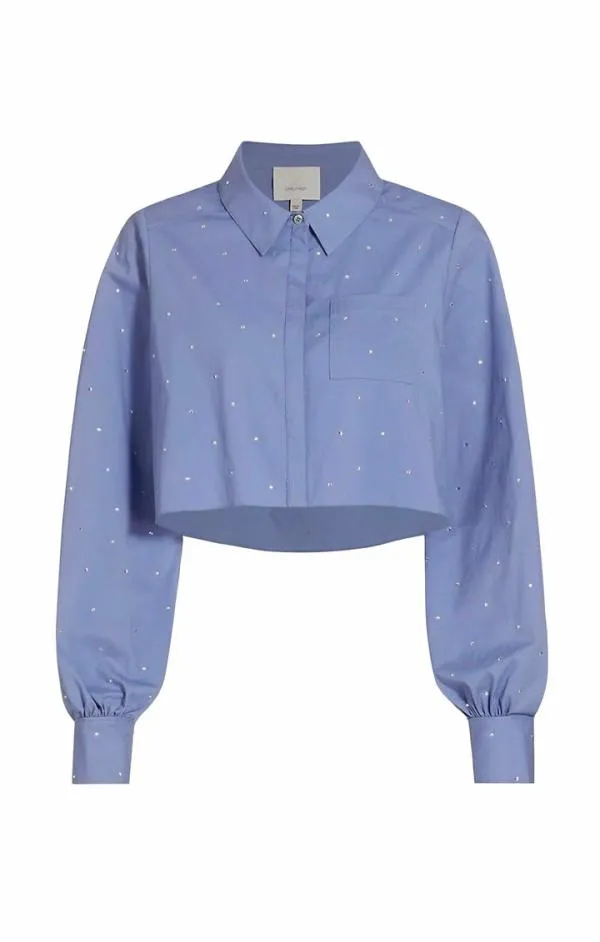 Cinq Sept Cropped Selina Top Soft Peri Women Long Sleeve Tops