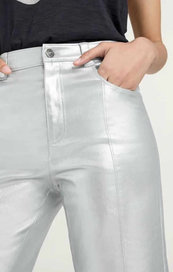 Cinq Sept Foiled Francine Pant Silver Women Pants
