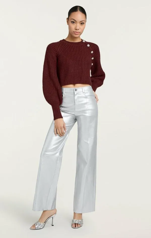 Cinq Sept Foiled Francine Pant Silver Women Pants