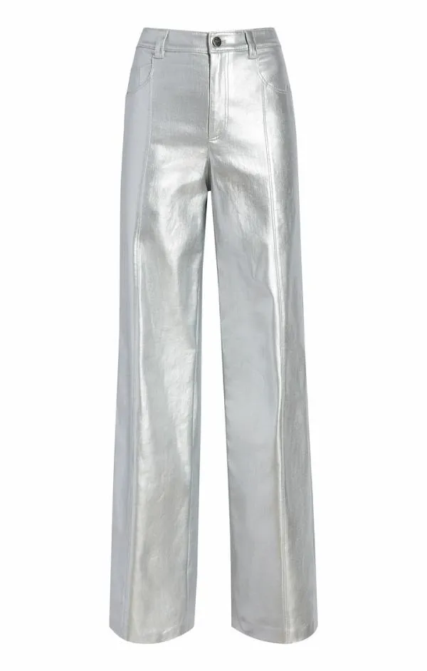 Cinq Sept Foiled Francine Pant Silver Women Pants