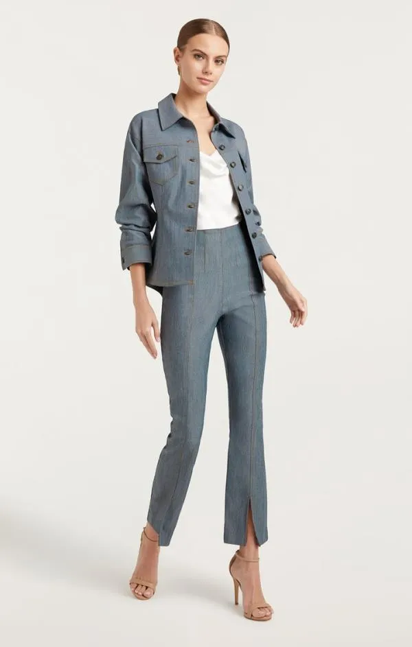 Cinq Sept Reverse Denim Scrunched Canyon Jacket Light Indigo Women Denim