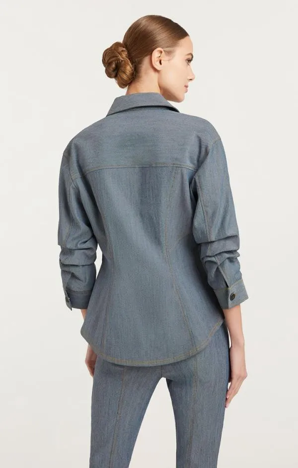 Cinq Sept Reverse Denim Scrunched Canyon Jacket Light Indigo Women Denim