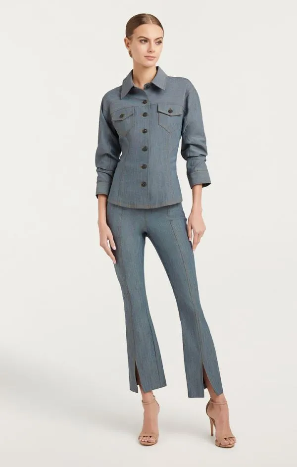 Cinq Sept Reverse Denim Scrunched Canyon Jacket Light Indigo Women Denim