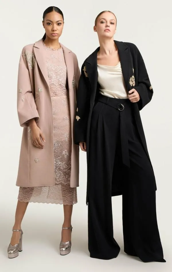 Cinq Sept Rose Embellished Gravis Coat Oyster Women Outerwear