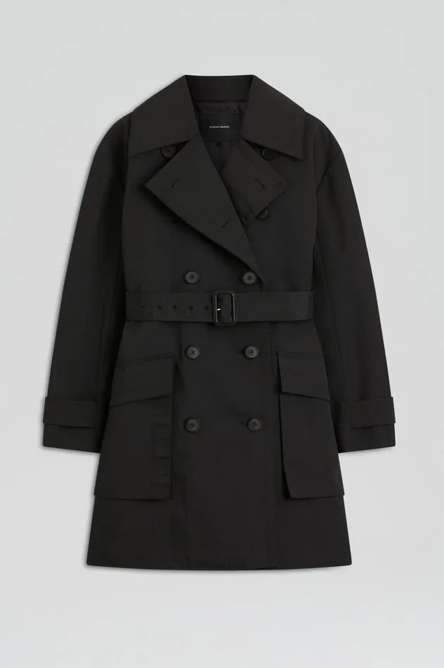 Coats Women Scanlan Theodore TRENCH COAT Black Coats Women Scanlan Theodore TRENCH COAT Black