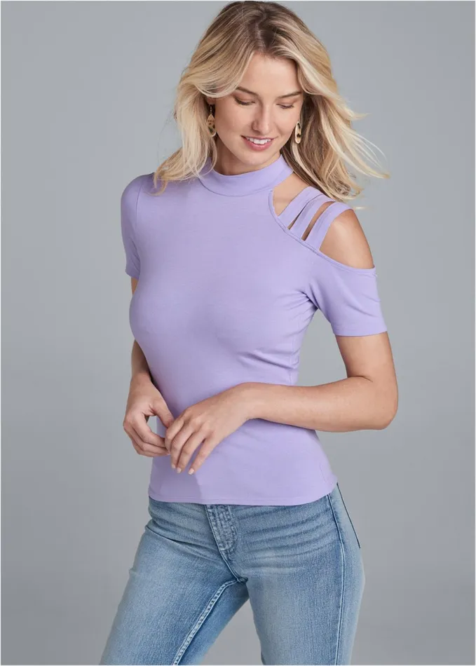 Coldshoulder Strappy Top Lavender Women VENUS Casual Tops