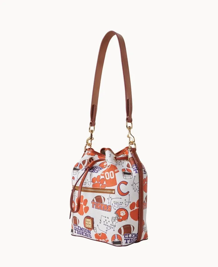 Collegiate Clemson University Drawstring Clemson Woman Dooney and Bourke Shoulder Bags Collegiate Clemson University Drawstring Clemson Woman Dooney and Bourke Shoulder Bags
