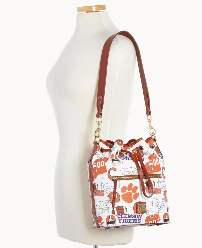 Collegiate Clemson University Drawstring Clemson Woman Dooney and Bourke Shoulder Bags Collegiate Clemson University Drawstring Clemson Woman Dooney and Bourke Shoulder Bags