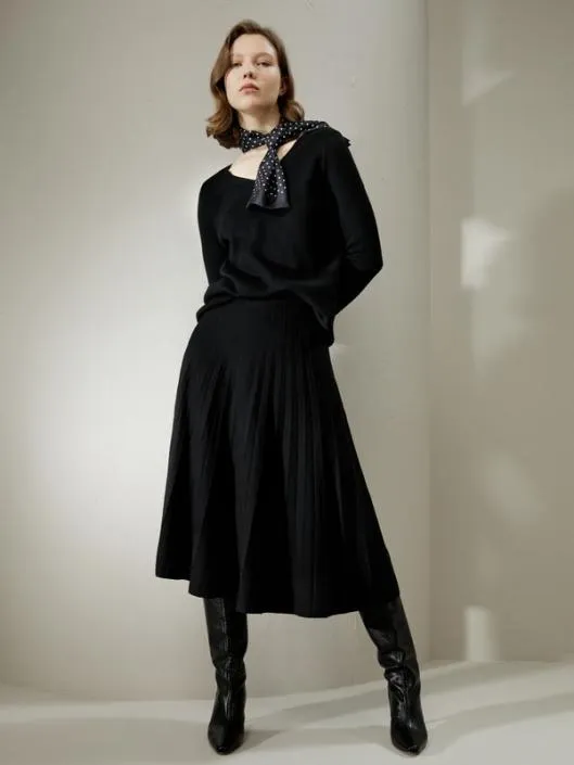 Collegiate Ultrafine Merino Wool Skirt Women Lilysilk Knitwear